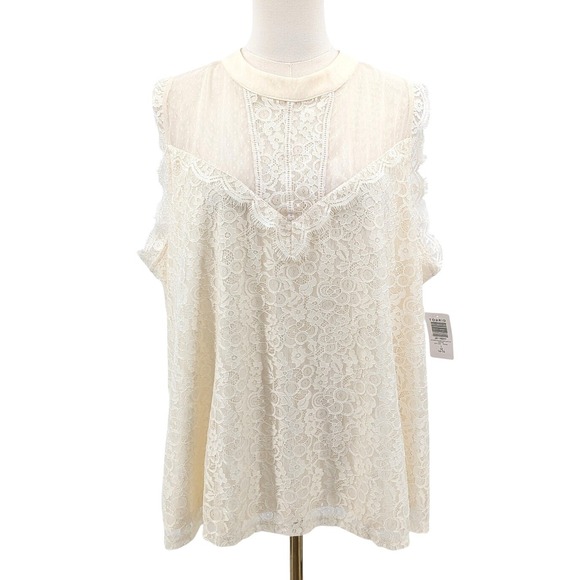 torrid Tops - Torrid Lace Blouse Ivory Romantic Boho Mesh Trim Top NWT 1X